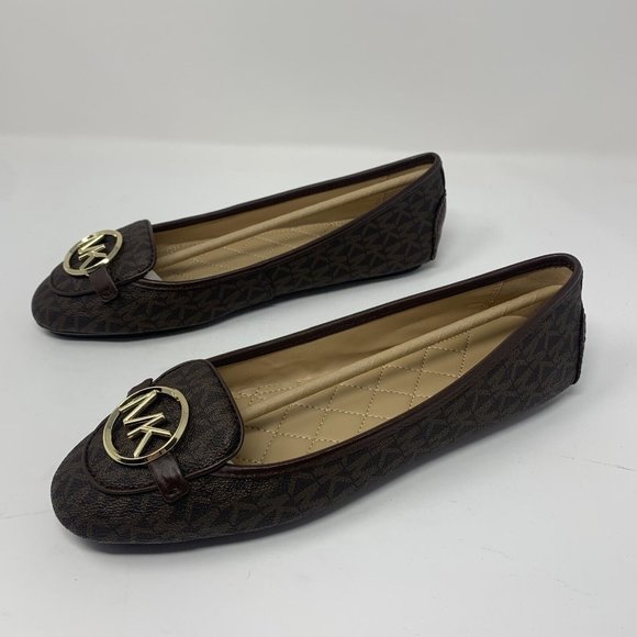 Michael Kors Lillie 40R9LIFP3B Ballet Flats Women's 10 M Brown Mini MK Logo 0596 - Picture 4 of 9